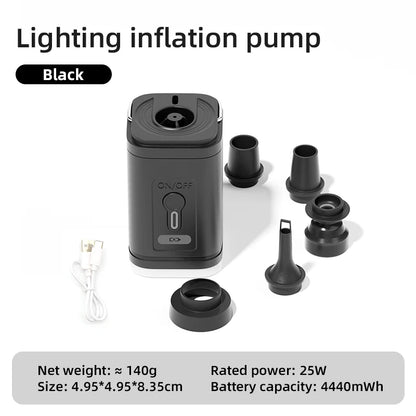 Elektrická vzduchová pumpa 3 v 1 so svetlami Mini bezdrôtový vzduchový kompresor USB nabíjacie nafukovacie/deflovacie pumpy pre outdoorové kempovanie