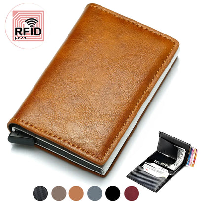 Držiak ID kreditnej karty Pánska peňaženka Blokovanie RFID Chránená hliníková krabička Kožené peňaženky so sponou na peniaze Dizajnér Pasjeshouder