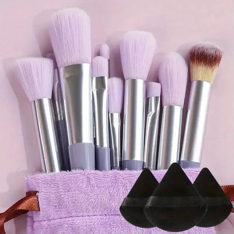 13ks prémiových syntetických nylonových štetinových štetcov na make-up – mäkké, jemné a bez krutosti pre bezchybný podklad, lícenku, púder,