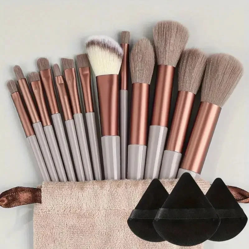 13ks prémiových syntetických nylonových štetinových štetcov na make-up – mäkké, jemné a bez krutosti pre bezchybný podklad, lícenku, púder,