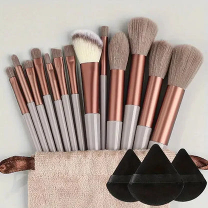 13ks prémiových syntetických nylonových štetinových štetcov na make-up – mäkké, jemné a bez krutosti pre bezchybný podklad, lícenku, púder,