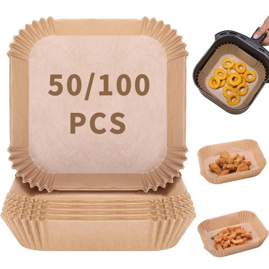 50/100 ks Špeciálny papier pre vzduchovú fritézu Papier na silikónový olej Papier na absorbovanie oleja Špeciálna papierová podložka na papierový tanier pre domácnosť