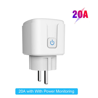 Inteligentná zásuvka Tuya EU16A/20A Wifi inteligentná zástrčka s monitorovaním napájania Podpora diaľkového ovládania APP Smart Life Asistent Google Alexa