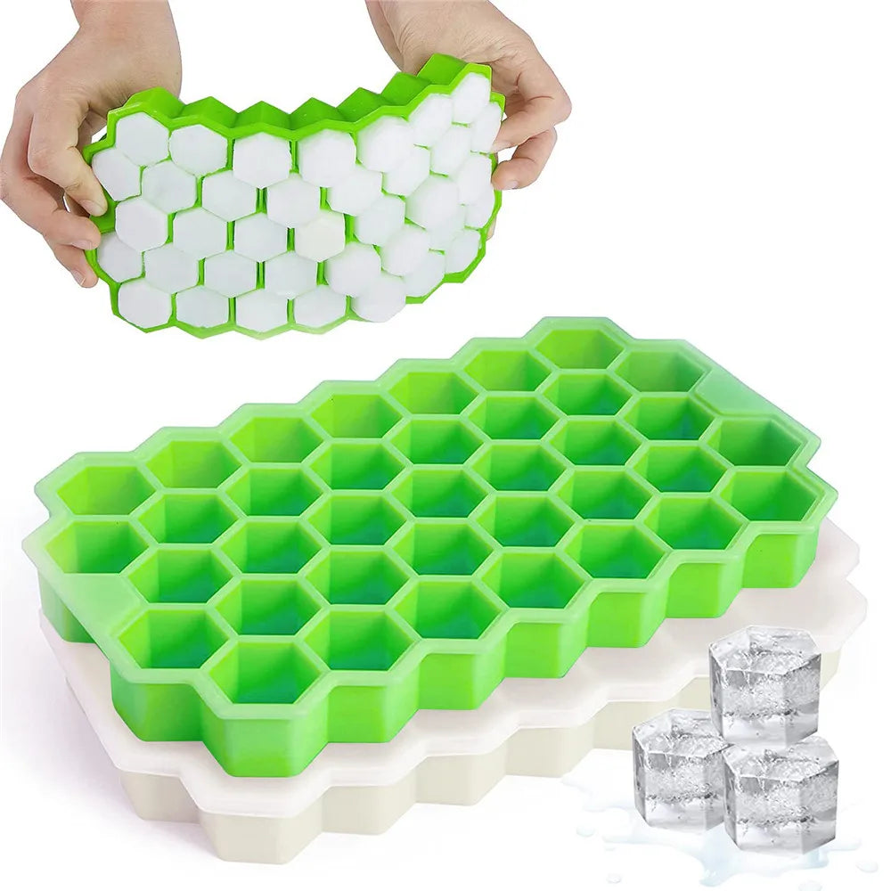 Forma na bloky ľadu Honeycomb Silikónový blok na ľad Forma na výrobu ľadu Opakovane použiteľný výrobník ľadu v potravinárskej kvalite s vrchnákom na letné džúsové víno