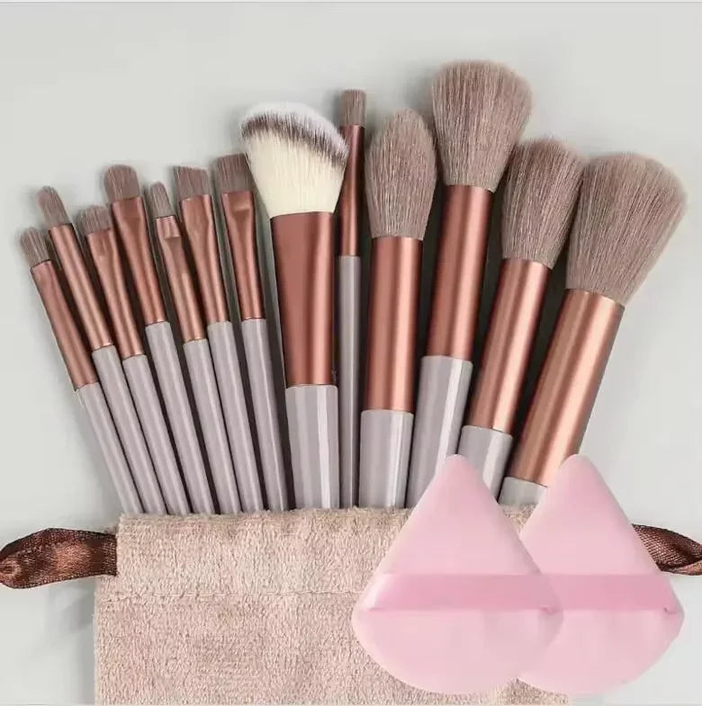13ks prémiových syntetických nylonových štetinových štetcov na make-up – mäkké, jemné a bez krutosti pre bezchybný podklad, lícenku, púder,