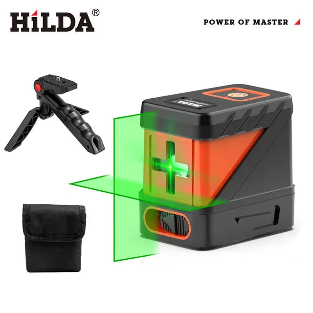 HILDA 2-riadkový laserový samonivelačný laser so zelenými lúčmi Horizontálne a Vertikálne priečne línie
