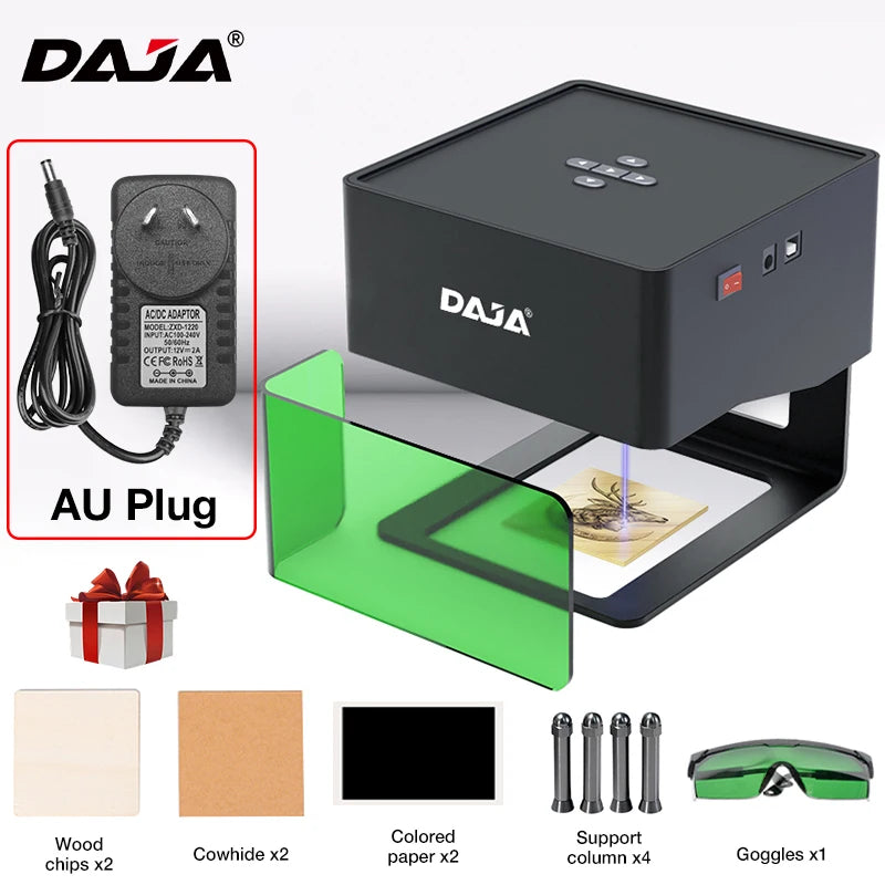 DAJA DJ6 Mini prenosný laserový gravírovač Diy Bluetooth stroj Maľované psie známky Papier Koža Drevené Plastové Logo CNC Stroj