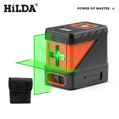 HILDA 2-riadkový laserový samonivelačný laser so zelenými lúčmi Horizontálne a Vertikálne priečne línie