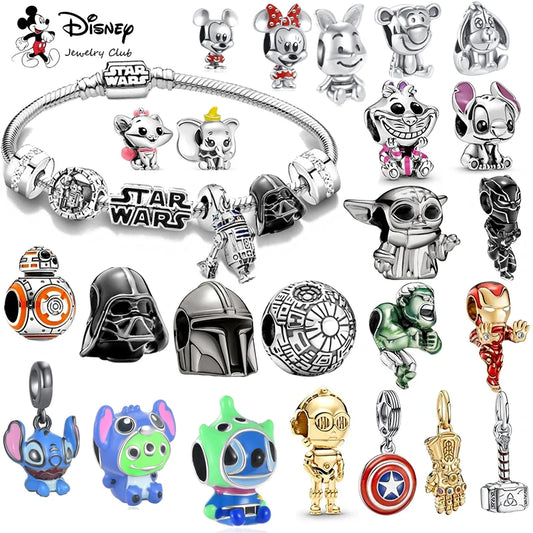 Disney Stitch Marvel Rescuer Korálky Star Charms Wars pre originál Pandora 925 mincový strieborný náramok náhrdelník pre ženy šperky