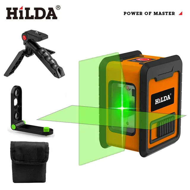 HILDA 2-riadkový laserový samonivelačný laser so zelenými lúčmi Horizontálne a Vertikálne priečne línie