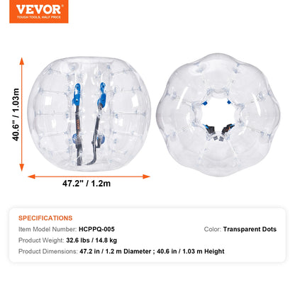 VEVOR 2-balenie nafukovacích nárazníkových loptičiek 4FT/1,2M telo Zorb Ball Aults Detské bublinové futbalové lopty PVC nafukovacia hračka pre tínedžerov a dospelých