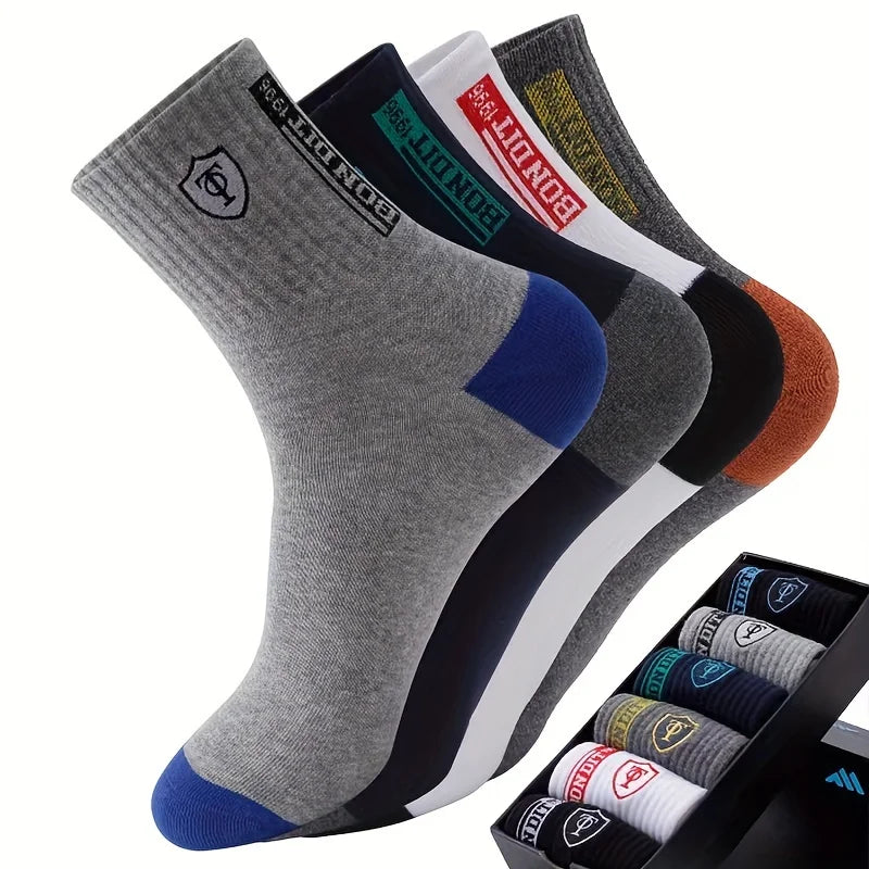 5PCS Set pánske ultra priedušné štýlové športové ponožky pre vysokovýkonné basketbalové futbalové módne multibalenie