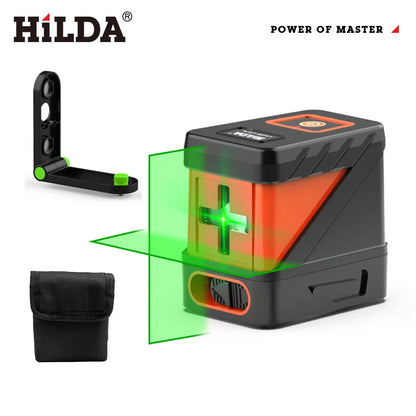 HILDA 2-riadkový laserový samonivelačný laser so zelenými lúčmi Horizontálne a Vertikálne priečne línie