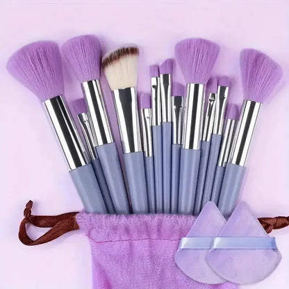 13ks prémiových syntetických nylonových štetinových štetcov na make-up – mäkké, jemné a bez krutosti pre bezchybný podklad, lícenku, púder,