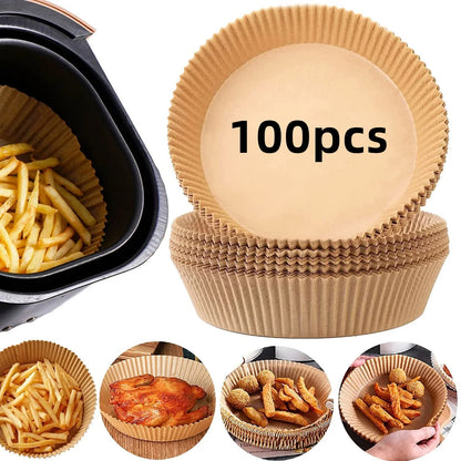 50/100/200 ks Jednorazový papier do vzduchovej fritézy Okrúhly/štvorcový špeciálny papier Potravinársky silikónový olejový papier Vložky do fritézy Papier na pečenie