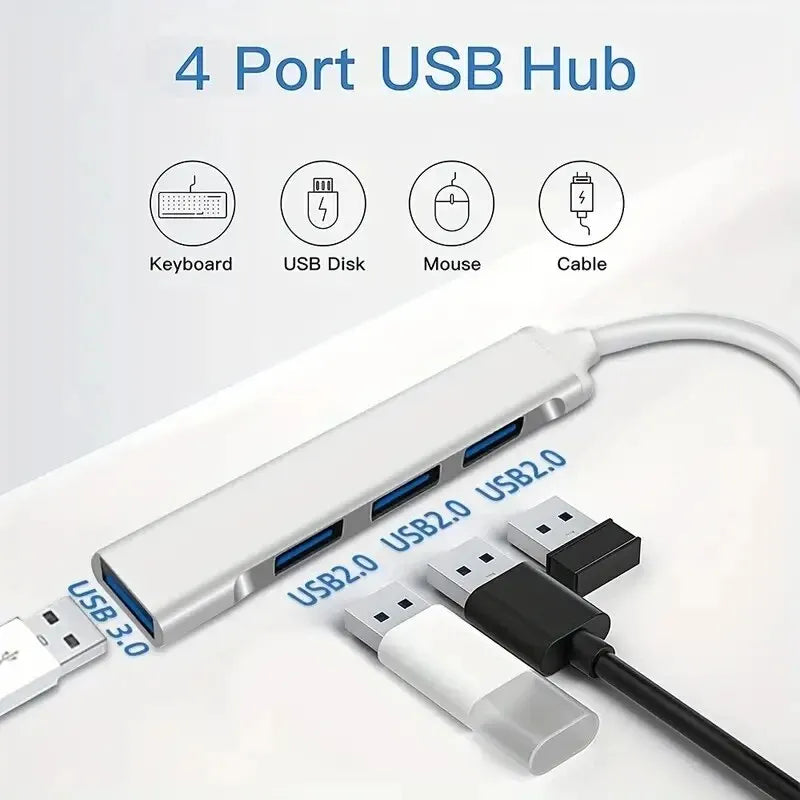 Zvýšte svoju produktivitu s týmto rozbočovačom USB C 4 v 1 – kompatibilný s MacBook, Mac Pro, Mac Mini, IMac, Surface Pro, XPS, PC, Fla