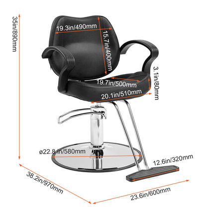 VEVOR Salon Chair Max. nosnosť 330 libier Čierne 360° otočné holičské kreslo s opierkou na nohy pre šampón Beauty Spa