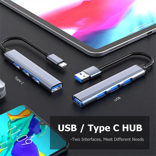 Rozbočovač Multifunkčný Rozbočovač s jedným ťahaním Štyri HUB Hliníková zliatina Dokovacia stanica pre laptop Rozbočovač USB 3.0 Typec Multiinterface TV Mobilný telefón