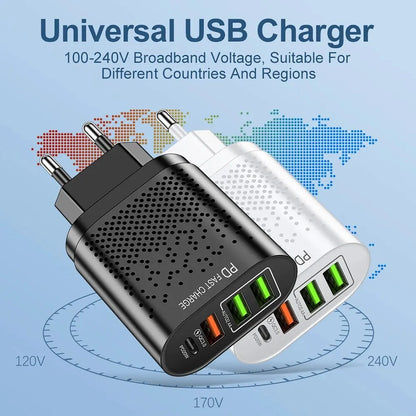 Rýchla USB nabíjačka typu C Rýchle nabíjanie 20 W QC3.0 PD3.0 EU US KR UK AU Nabíjací adaptér pre Iphone 15 Laptop Nabíjačka