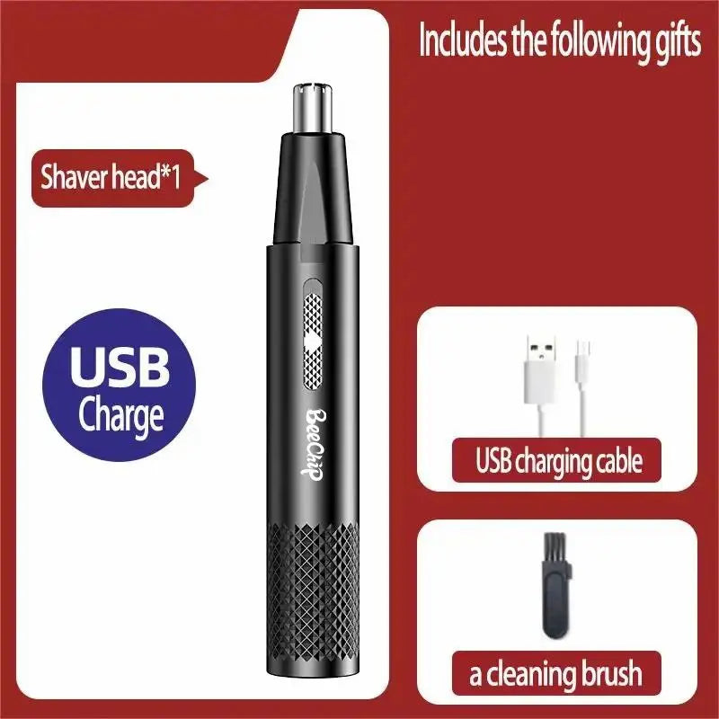 Zastrihávač chĺpkov v nose USB nabíjateľný zastrihávač na chĺpky v nose a ušiach Kovový holiaci strojček Elektrický holiaci strojček na zastrihávanie chĺpkov v nose pre ženy a mužov