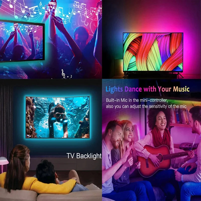 RGB 5050 LED Strip Light Bluetooth App Control 5V USB LED páska Flexibilná páska diódová páska pre spálňu Garden Party Wedding