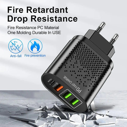 Rýchla USB nabíjačka typu C Rýchle nabíjanie 20 W QC3.0 PD3.0 EU US KR UK AU Nabíjací adaptér pre Iphone 15 Laptop Nabíjačka