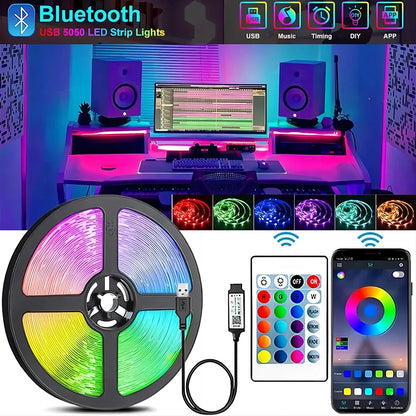 RGB 5050 LED Strip Light Bluetooth App Control 5V USB LED páska Flexibilná páska diódová páska pre spálňu Garden Party Wedding
