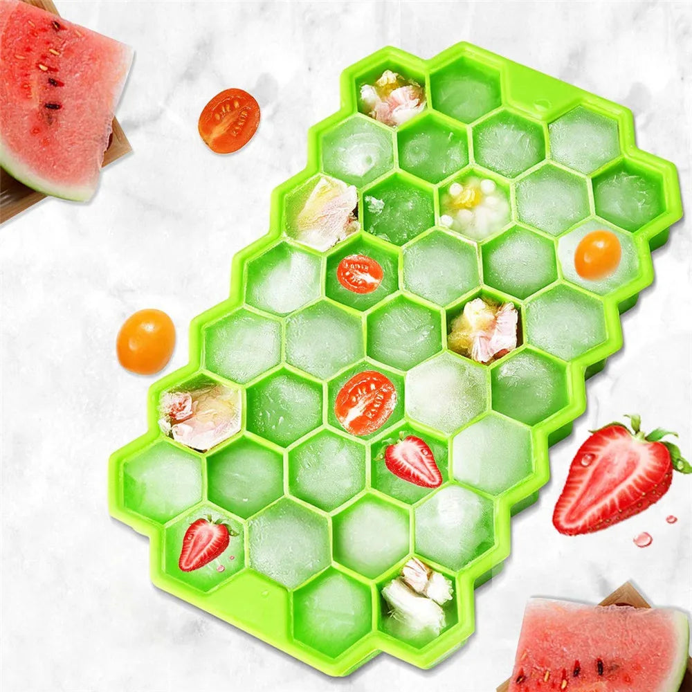 Forma na bloky ľadu Honeycomb Silikónový blok na ľad Forma na výrobu ľadu Opakovane použiteľný výrobník ľadu v potravinárskej kvalite s vrchnákom na letné džúsové víno
