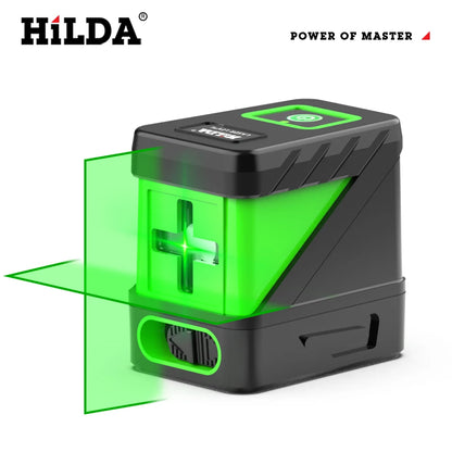 HILDA 2-riadkový laserový samonivelačný laser so zelenými lúčmi Horizontálne a Vertikálne priečne línie