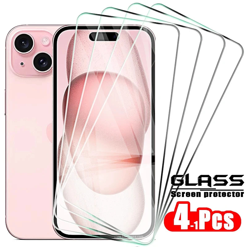 4PCS Full Cover Tvrdené sklo pre iPhone 11 12 13 14 15 16 Ochranná fólia na displej Pro Max pre iPhone 11 13 14 15 16 Plus