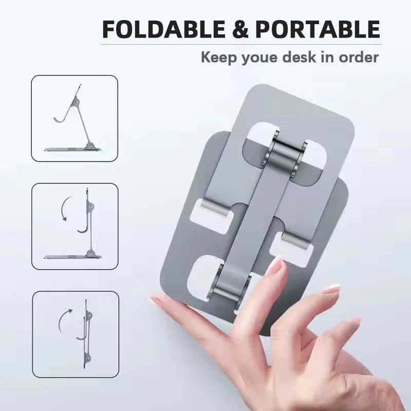VIKEFON Aluminium Alloy Prenosný držiak na tablet pre iPad Nastaviteľný Flexibilný skladací Lazy Desktop Live Držiak na mobilný telefón