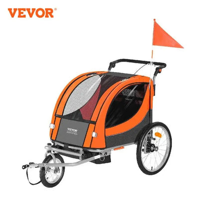 VEVOR 88/100 lbs Detský príves na bicykel Dvojsedadlový nosič premenený na kočík Skladací detský príves na bicykel pre batoľatá Deti