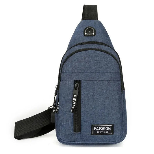 Pánska trendová biznis taška na hruď, bežné slúchadlá, crossbody taška, multifunkčná vonkajšia taška cez rameno