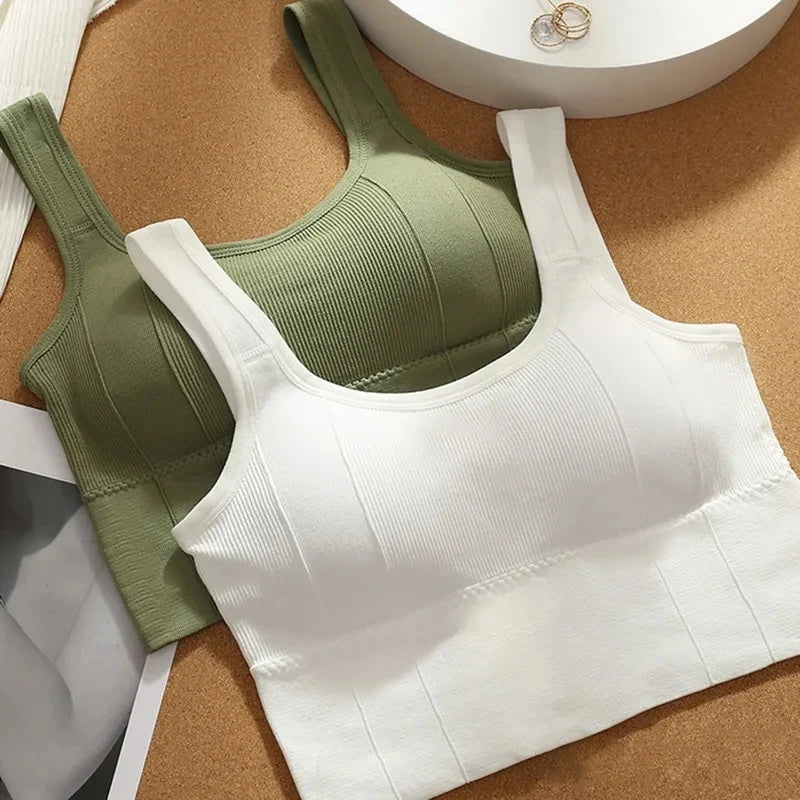 Crop topy pre ženy so vstavanou podprsenkou, bezšvové drôtené, pohodlné, sexy, polstrovaná podpora na cvičenie na jogu, športové topy na jogu