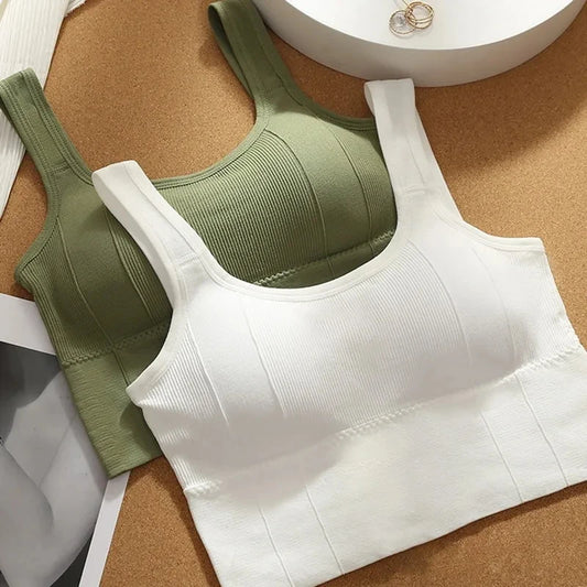 Crop topy pre ženy so vstavanou podprsenkou, bezšvové drôtené, pohodlné, sexy, polstrovaná podpora na cvičenie na jogu, športové topy na jogu