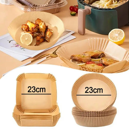 50ks/sada Jednorazová papierová vložka do fritézy 23 cm Vodotesná vzduchová fritéza odolná voči oleju Jednorazové podnosy na papier na pečenie Papier na pečenie
