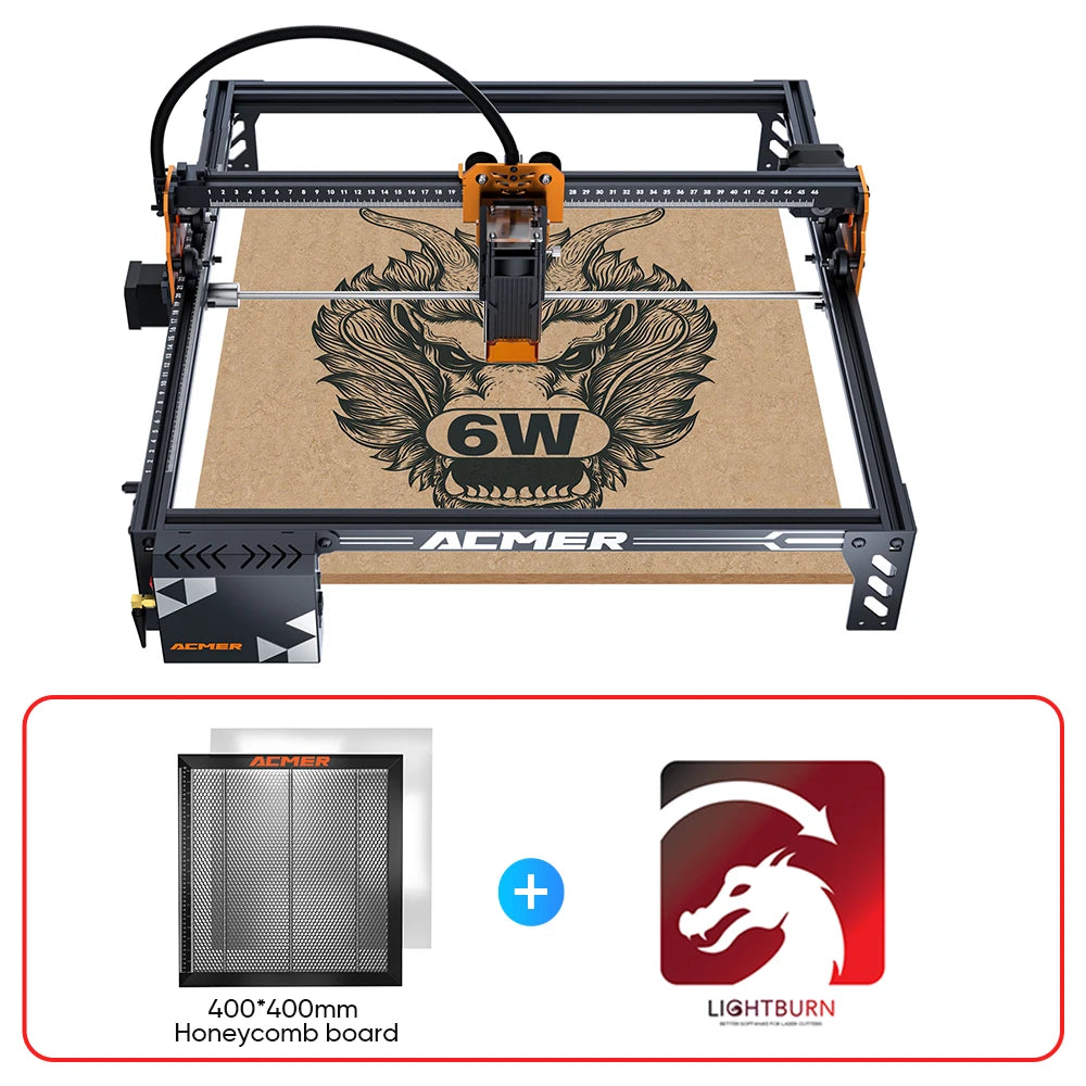 Laserový rezací stroj ACMER P1 S pro 6W s WIFI APP 72W laserový rezací stroj pre drevoobrábací gravírovací stroj na akrylové drevené panely