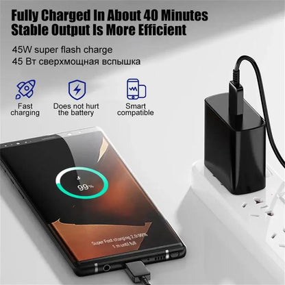PD 45W USB C nabíjačka Super rýchly nabíjací adaptér pre Samsung Galaxy S22 S23 S24 Ultra Note 20 Nabíjačka mobilného telefónu typu C kábel