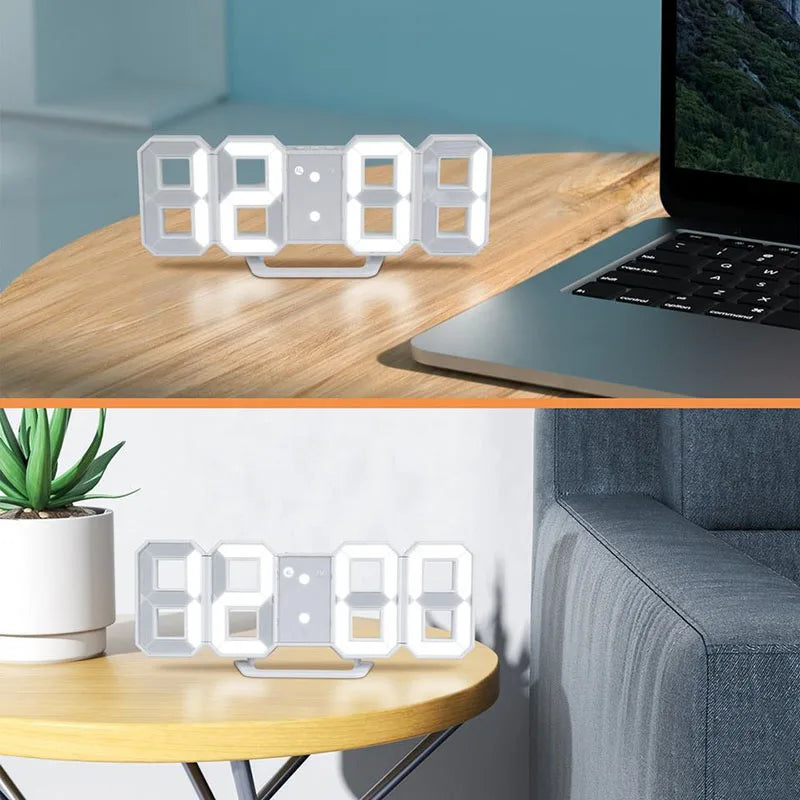 3D LED digitálny budík nástenné hodiny, stolný budík, čas/dátum/teplota pre domácnosť/kuchyňu/kanceláriu