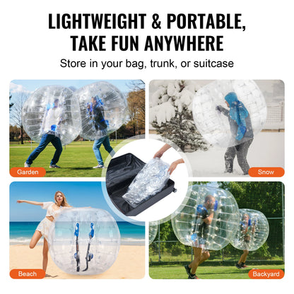 VEVOR 2-balenie nafukovacích nárazníkových loptičiek 4FT/1,2M telo Zorb Ball Aults Detské bublinové futbalové lopty PVC nafukovacia hračka pre tínedžerov a dospelých