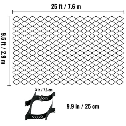 VEVOR Ground Grid Paver Geocell Grid 2 in/3 in Hrubá Geo Grid Čierna 27 x 4 stôp / 25 x 9,5 stôp HDPE Materiál na štrk Dom a záhrada