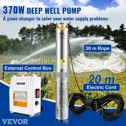 VEVOR ponorné čerpadlo do hlbokých studní 110 l/min 44 m výška 10,2 cm vodné čerpadlá z nehrdzavejúcej ocele na priemyselné zavlažovanie a domáce použitie