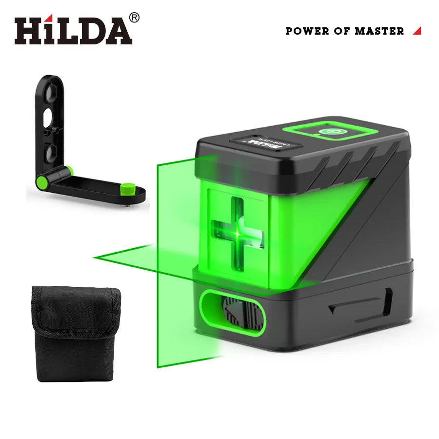 HILDA 2-riadkový laserový samonivelačný laser so zelenými lúčmi Horizontálne a Vertikálne priečne línie