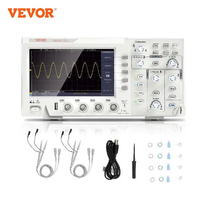 VEVOR 2/4 kanálový stolný digitálny osciloskop 1GS/S 100MHZ 30 automatických meracích funkcií pre testovanie elektronických obvodov