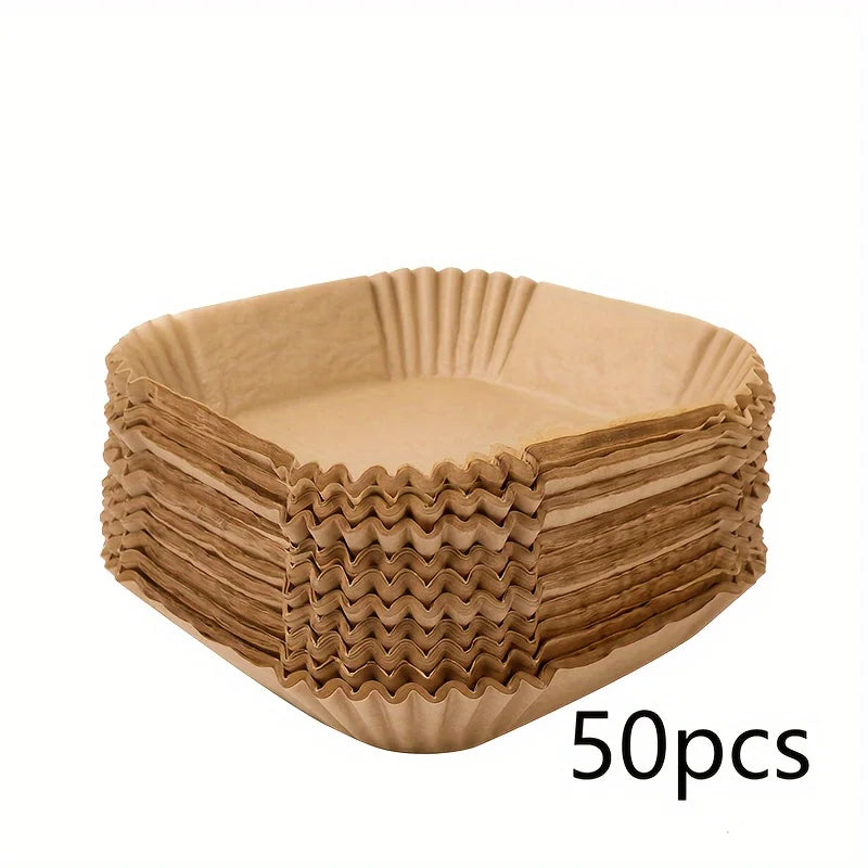 50/100 ks Špeciálny papier pre vzduchovú fritézu Papier na silikónový olej Papier na absorbovanie oleja Špeciálna papierová podložka na papierový tanier pre domácnosť