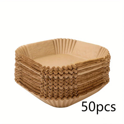 50/100 ks Špeciálny papier pre vzduchovú fritézu Papier na silikónový olej Papier na absorbovanie oleja Špeciálna papierová podložka na papierový tanier pre domácnosť