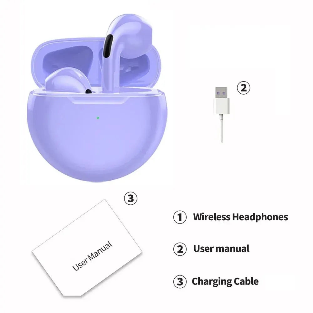 Originálne slúchadlá Air Pro 6 TWS Wireless Bluetooth Headset 5.3 Mini slúchadlá s nabíjacím boxom na mikrofón pre slúchadlá Xiaomi iPhone