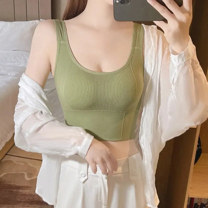 Crop topy pre ženy so vstavanou podprsenkou, bezšvové drôtené, pohodlné, sexy, polstrovaná podpora na cvičenie na jogu, športové topy na jogu