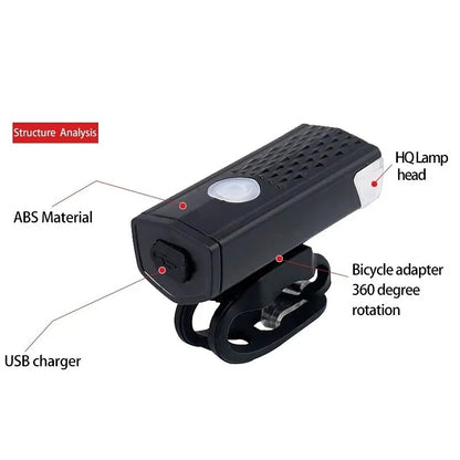 Predné svetlá na horský bicykel USB LED Dobíjacie vodotesné predné svetlo na horský bicykel Bezpečnostné výstražné svetlo na bicykel Cyklistické príslušenstvo