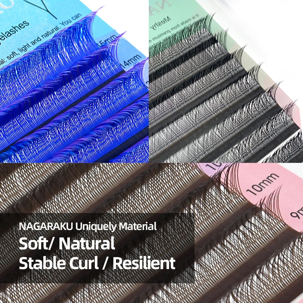 NAGARAKU YY Tvar Čierna Hnedá Fialová farba Ručne tkaná Prémiová norková Soft Light Natural Sieťka na predlžovanie mihalníc